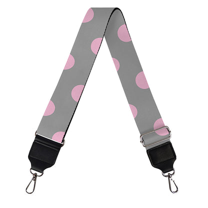 Grey And Pink Polka Dot Pattern Print Bag Strap