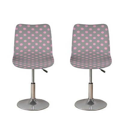 Grey And Pink Polka Dot Pattern Print Bar Stool Covers