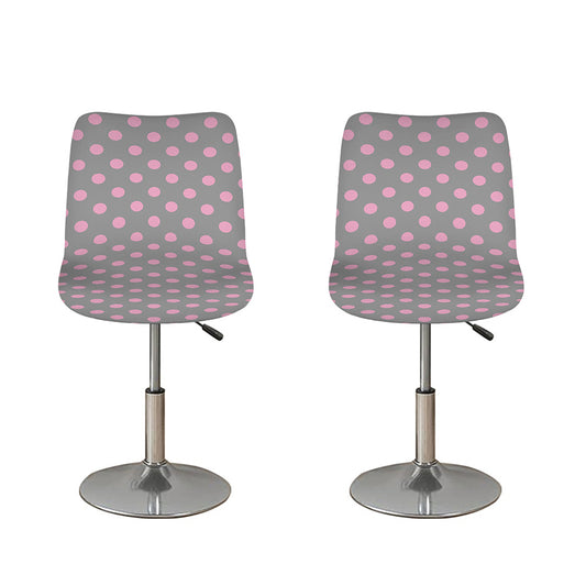 Grey And Pink Polka Dot Pattern Print Bar Stool Covers