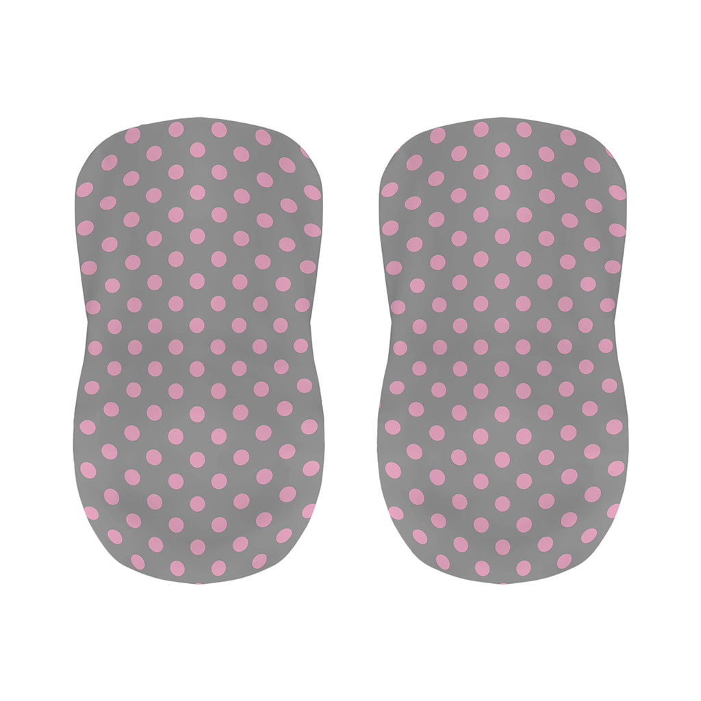 Grey And Pink Polka Dot Pattern Print Bar Stool Covers