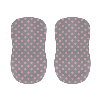 Grey And Pink Polka Dot Pattern Print Bar Stool Covers