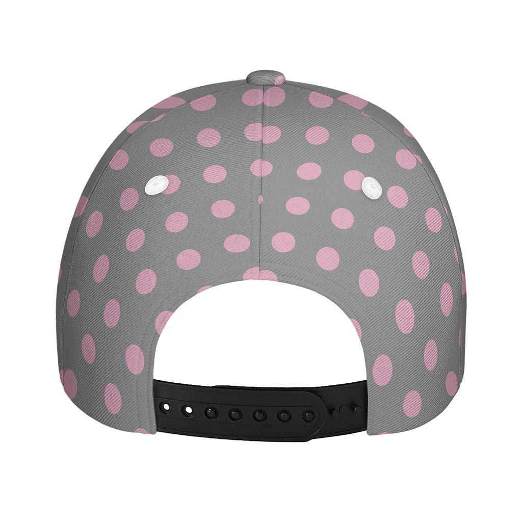 Grey And Pink Polka Dot Pattern Print Baseball Cap