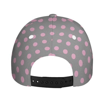 Grey And Pink Polka Dot Pattern Print Baseball Cap