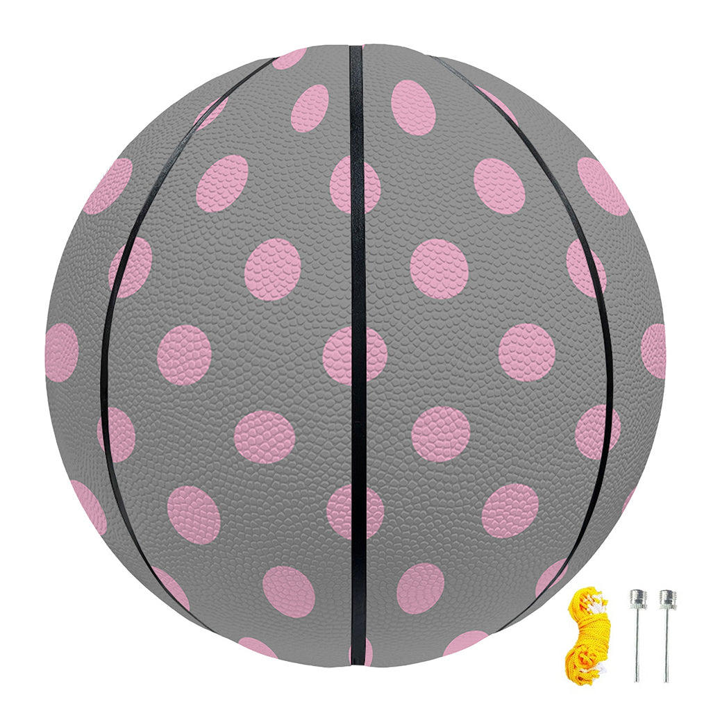 Grey And Pink Polka Dot Pattern Print Basketball
