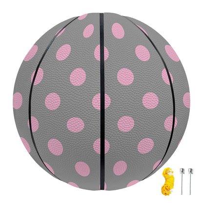 Grey And Pink Polka Dot Pattern Print Basketball