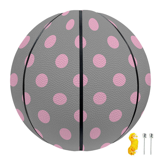 Grey And Pink Polka Dot Pattern Print Basketball