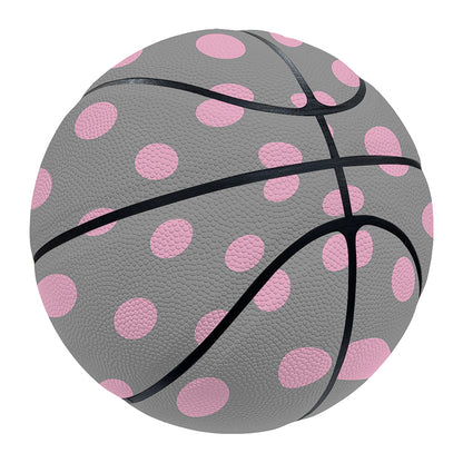 Grey And Pink Polka Dot Pattern Print Basketball