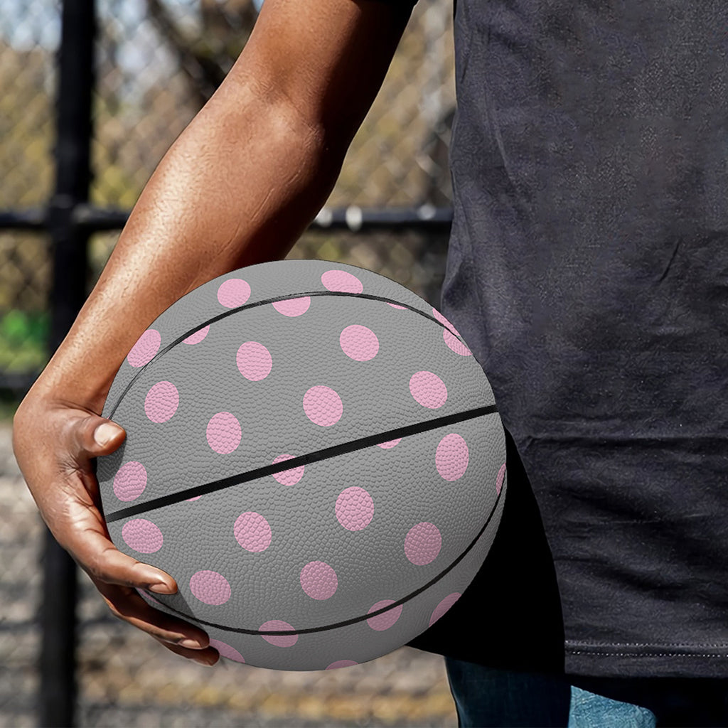 Grey And Pink Polka Dot Pattern Print Basketball
