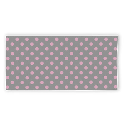 Grey And Pink Polka Dot Pattern Print Beach Towel