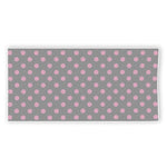 Grey And Pink Polka Dot Pattern Print Beach Towel