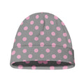 Grey And Pink Polka Dot Pattern Print Beanie