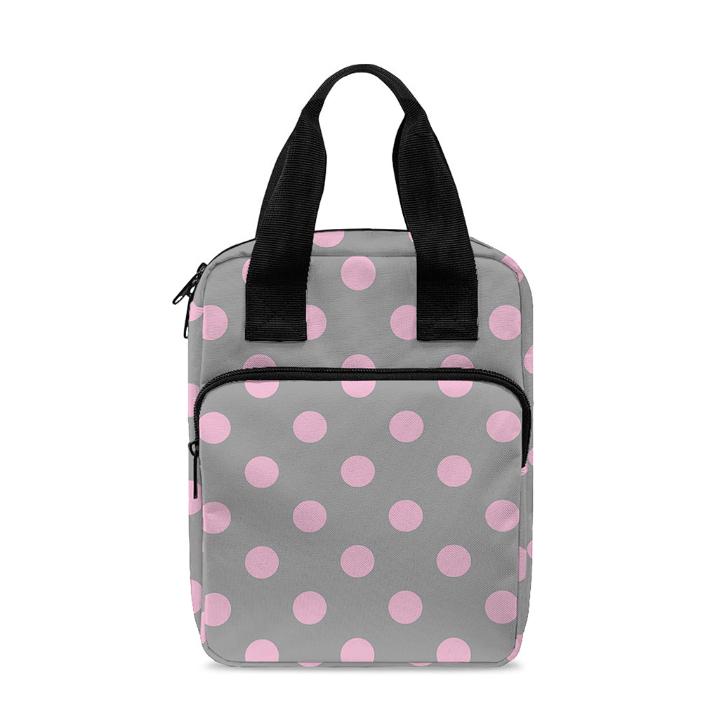 Grey And Pink Polka Dot Pattern Print Bible Tote Bag