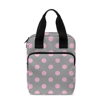 Grey And Pink Polka Dot Pattern Print Bible Tote Bag