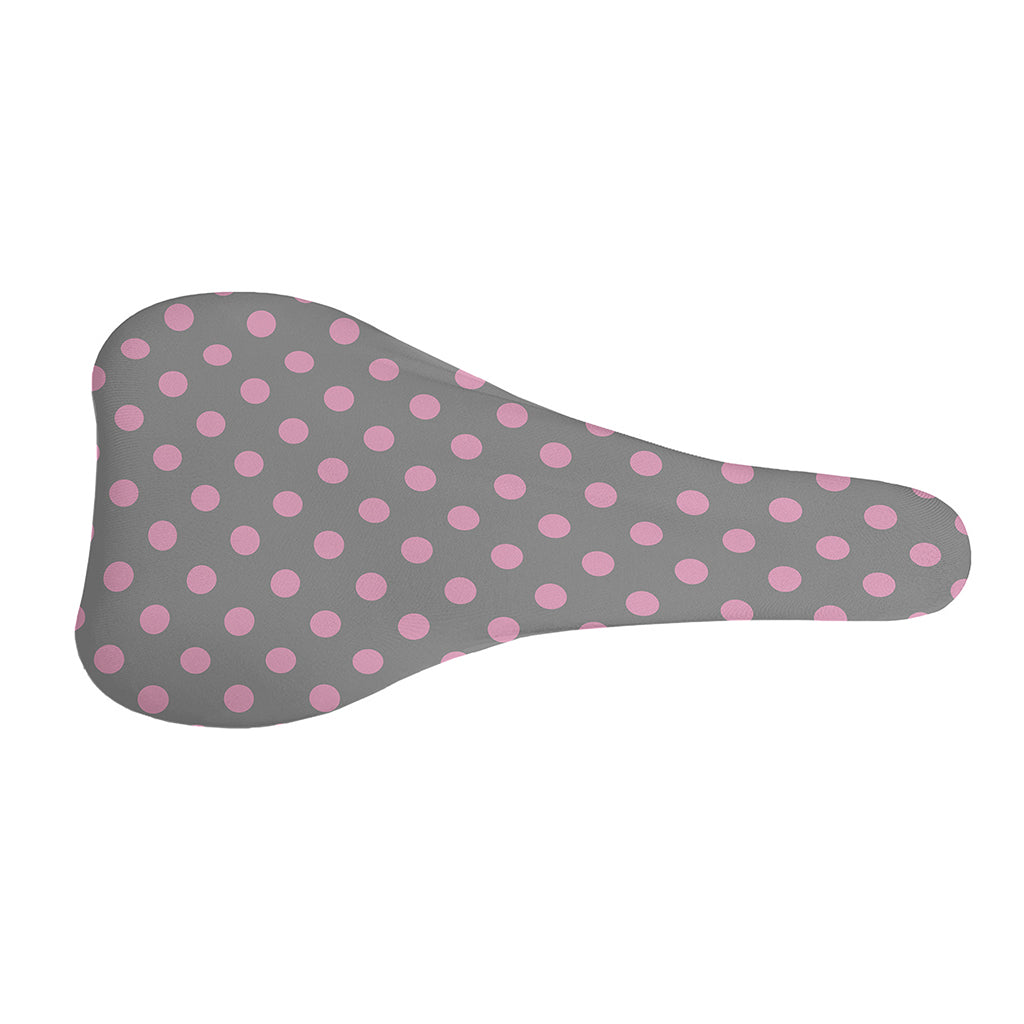 Grey And Pink Polka Dot Pattern Print Bicycle Seat Cover