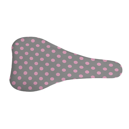 Grey And Pink Polka Dot Pattern Print Bicycle Seat Cover