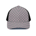 Grey And Pink Polka Dot Pattern Print Black Mesh Trucker Hat