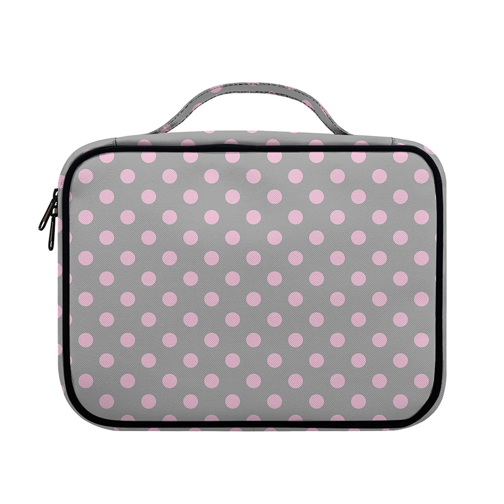 Grey And Pink Polka Dot Pattern Print Briefcase Bible Bag