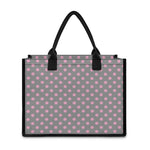 Grey And Pink Polka Dot Pattern Print Canvas Tote Bag
