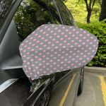 Grey And Pink Polka Dot Pattern Print Car Side Mirror Covers