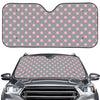 Grey And Pink Polka Dot Pattern Print Car Windshield Sun Shade