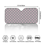 Grey And Pink Polka Dot Pattern Print Car Windshield Sun Shade