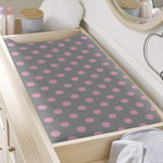 Grey And Pink Polka Dot Pattern Print Changing Pad Cover