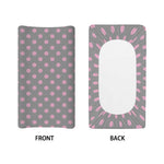 Grey And Pink Polka Dot Pattern Print Changing Pad Cover