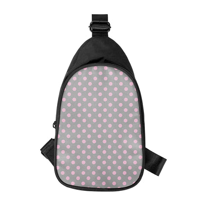 Grey And Pink Polka Dot Pattern Print Chest Bag
