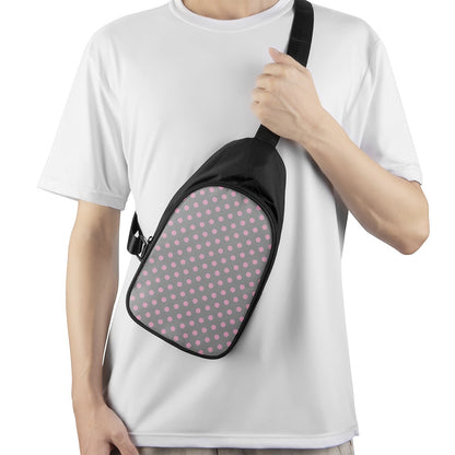 Grey And Pink Polka Dot Pattern Print Chest Bag