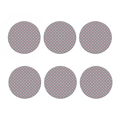 Grey And Pink Polka Dot Pattern Print Coaster Set