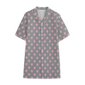 Grey And Pink Polka Dot Pattern Print Cotton Hawaiian Shirt