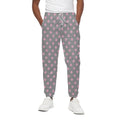 Grey And Pink Polka Dot Pattern Print Cotton Sweatpants