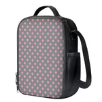 Grey And Pink Polka Dot Pattern Print Crossbody Lunch Bag