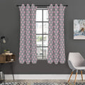 Grey And Pink Polka Dot Pattern Print Grommet Curtain Panels