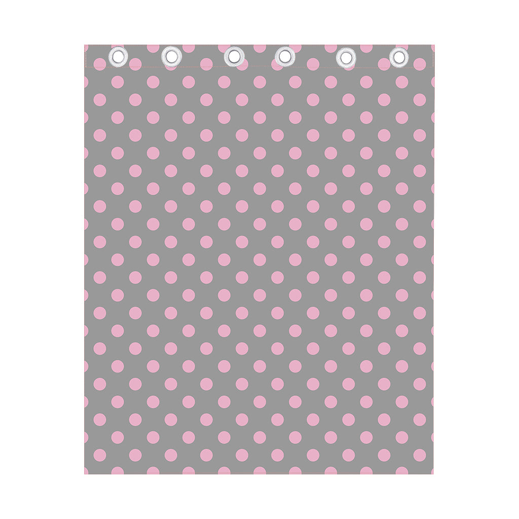 Grey And Pink Polka Dot Pattern Print Curtain