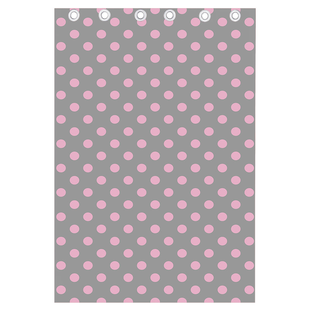 Grey And Pink Polka Dot Pattern Print Curtain