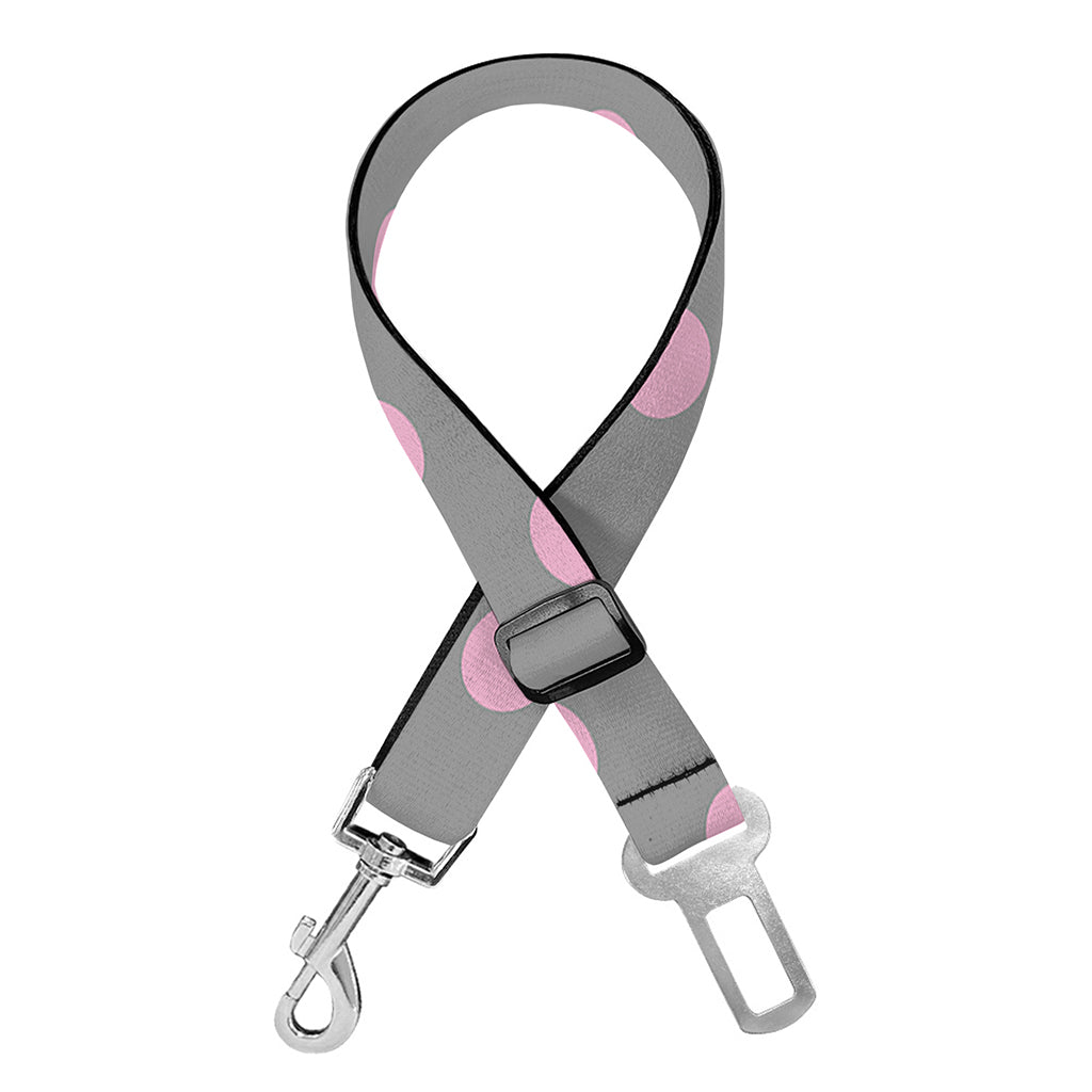 Grey And Pink Polka Dot Pattern Print Dog Seat Belt