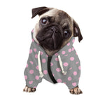 Grey And Pink Polka Dot Pattern Print Dog Zip Up Hoodie