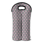 Grey And Pink Polka Dot Pattern Print Double Neoprene Wine Tote