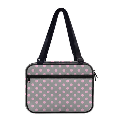 Grey And Pink Polka Dot Pattern Print Double Strap Bible Bag