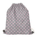 Grey And Pink Polka Dot Pattern Print Drawstring Bag
