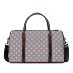 Grey And Pink Polka Dot Pattern Print Duffle Bag