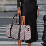 Grey And Pink Polka Dot Pattern Print Duffle Bag