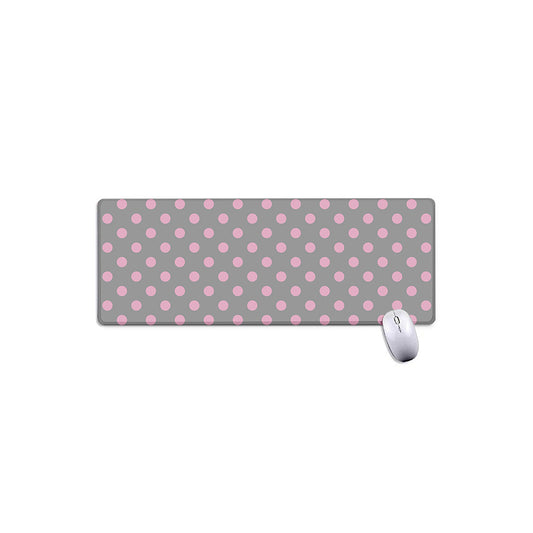 Grey And Pink Polka Dot Pattern Print Extended Mouse Pad