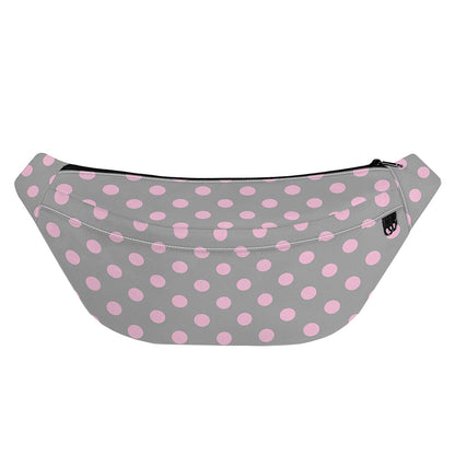 Grey And Pink Polka Dot Pattern Print Fanny Pack