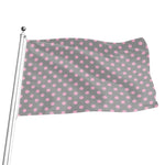 Grey And Pink Polka Dot Pattern Print Flag