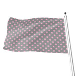 Grey And Pink Polka Dot Pattern Print Flag