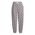 Grey And Pink Polka Dot Pattern Print Fleece Lined Knit Pants