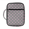 Grey And Pink Polka Dot Pattern Print Front Pocket Bible Bag