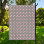 Grey And Pink Polka Dot Pattern Print Garden Flag